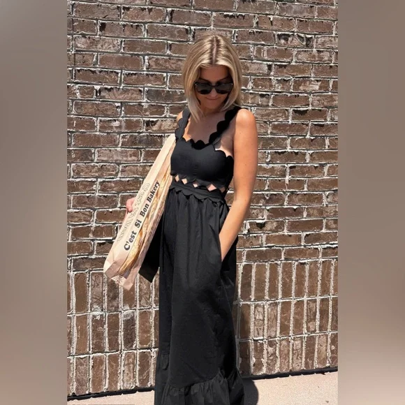 beach riot campbell cutout maxi dress Charming Black Spaghetti Straps Beaded Mermaid Prom Dresses – luladress